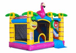 Opblaasbaar Jumpy Happy Splash roze springkussen met waterbad kopen in thema flamingo voor kids bij JB Inflatables