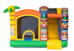 Opblaasbaar Jumpy Happy Splash springkussen met bad bestellen in thema tropisch Hawai voor kinderen bij JB Inflatables
