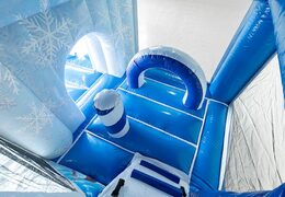 Klein overdekt opblaasbaar multiplay springkussen met glijbaan kopen in thema Frozen voor kinderen