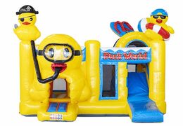 inflatable air cushion with slide in yellow with ducks on it for sale for children