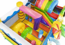 Order inflatable air cushion with slide in summer party theme for children