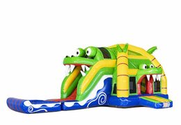 Order large inflatable bouncy castle with slide in crocodile theme