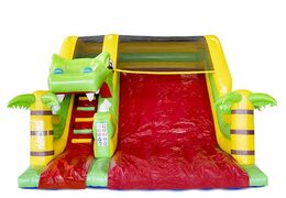 Red and green dino themed inflatable slide for kids for sale