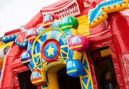 Order large inflatable multiplay air cushion in roller coaster theme including slide for children