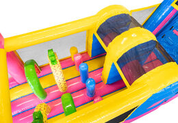 13 meter long Flamingo inflatable obstacle course for children. Order inflatable obstacle courses now online at JB Inflatables UK