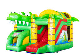 Buy covered inflatable Mini Multiplay bouncy castle with slide in Crocodil theme for children. Order now inflatable bouncy castles at JB Inflatables UK