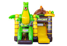 Order covered inflatable Mini Multiplay bouncy castle with slide in theme Dino for children. Buy inflatable bouncers now at JB Inflatables UK