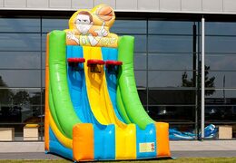 Inflatable game with green, yellow, blue and orange colors