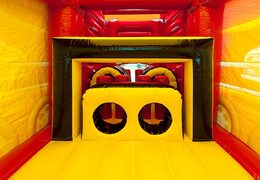 Obstacles in bouncy castle with red and yellow color