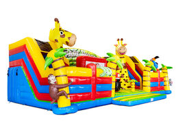 Safari theme slideworld bouncy castle blue red yellow monkey