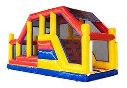 Red yellow blue obstacle course module base jump