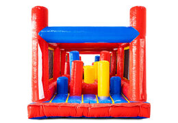 Pillars in inflatable modular obstacle course red blue yellow