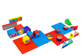 Large Softplay set in Comic theme with colorful blocks to play with