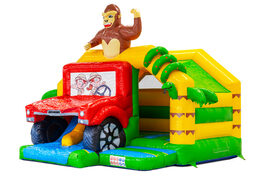 Slide combo Doubleslide inflatable castle with two slides in Safari Gorilla theme
