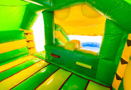 Inside of the inflatable Double Slide Combo, yellow and green