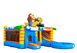 Buy Multiplay online bouncy castle with 3D figures and slide.