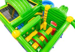 Interior of bouncy castle with arches, pillars, and punch bags for sale at JB