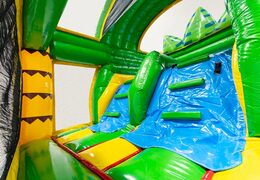 Climbing wall of Multiplay Doubleslide in crocodile theme blue yellow green