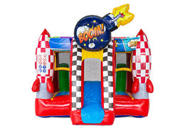 Buy the Midi Bounce Comic bouncy castle in Comic theme at JB Inflatables, eye-catching and colorful