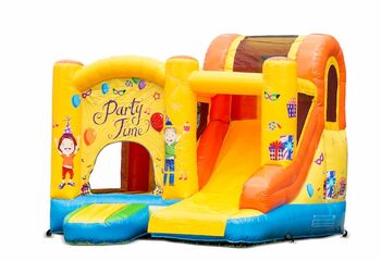 Buy inflatable bouncy castle in party theme with slide for children. Order inflatable bouncy castles online at JB Inflatables UK