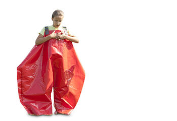 Buy red sponge pants for both old and young. Order inflatable items online at JB Inflatables UK
