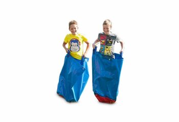 Buy blue sack race bags for both old and young. Order inflatable items online at JB Inflatables UK