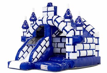 Slide Combo Inflatable Castle Themed Slide Inflatable Bouncer With Blue And White For Kids For Sale