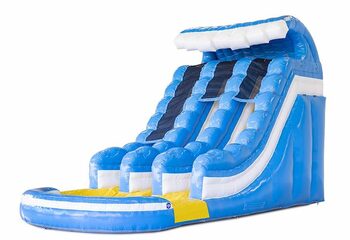 Order a large inflatable slide in blue and yellow for children