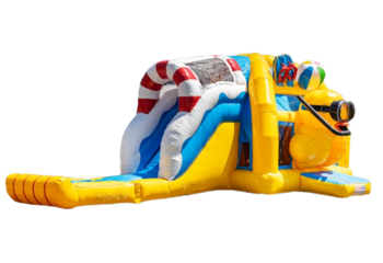 Rubber duck theme yellow inflatable multiplay super bouncer for kids for sale