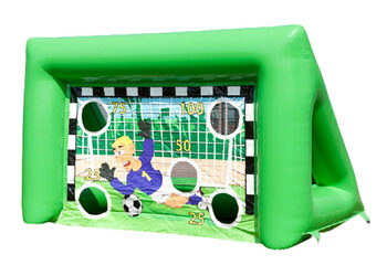Inflatable football goal in green color with loopholes for more challenge order online