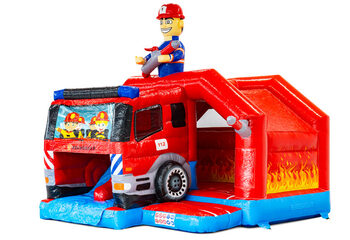 Slide combo Double slide Bouncy Castle with two slides in Firefighter theme
