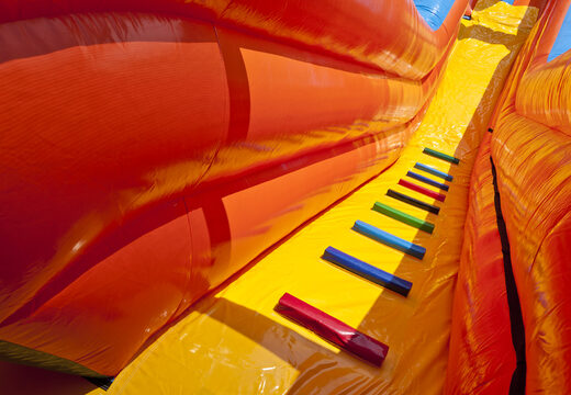 Beach themed inflatable slide with a splash pool, impressive 3D object, fresh colors and the 3D obstacles for kids. Order inflatable slides now online at JB Inflatables UK