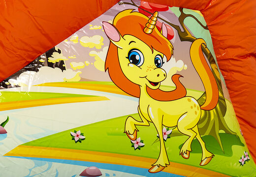 Multiplay bouncy castle with slide in unicorn theme for children. Buy inflatable bouncy castles online at JB Inflatables UK