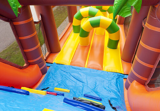 Get your unique 17 meter jungle themed obstacle course with 7 game elements and colorful objects now for kids. Order inflatable obstacle courses at JB Inflatables UK