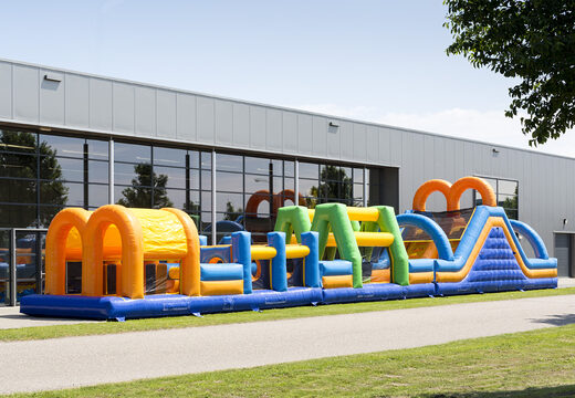 Order a 27 meter double obstacle course in cheerful colors for children. Order inflatable obstacle courses now online at JB Inflatables UK