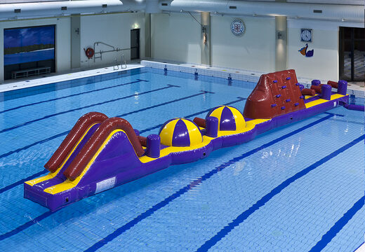 Spectacular inflatable 17 meter long adventure mega run XL obstacle course with various exciting objects for kids. Order inflatable water attractions now online at JB Inflatables UK