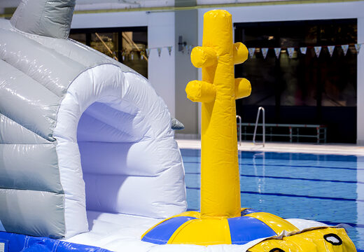 Storm track shark run 13 meters in unique design with funny 3D objects and no less than 2 slides for both young and old. Buy inflatable pool obstacle courses online now at JB Inflatables UK