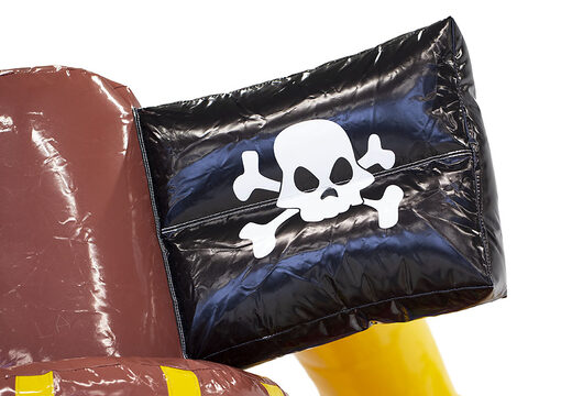 Buy inflatable 9 meter obstacle course with pirate boat themed 3D objects for kids. Order inflatable obstacle courses now online at JB Inflatables UK