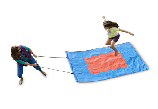 Buy blue-red flying carpet for both old and young. Order inflatable items online at JB Inflatables UK