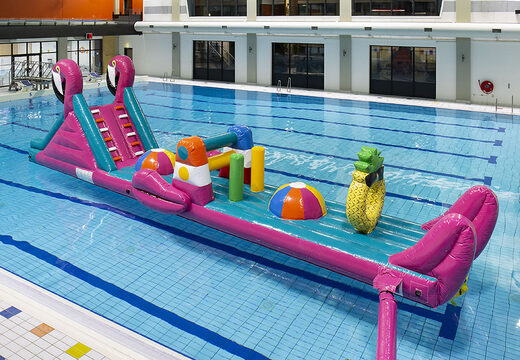 Buy a unique Flamingo Run inflatable obstacle course for both young and old. Order inflatable pool games now online at JB Inflatables UK