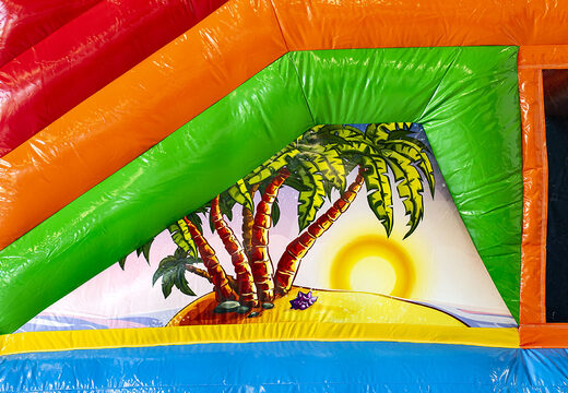 Order bouncer in hawaii theme with a slide for children. Buy inflatable bouncers online at JB Inflatables UK