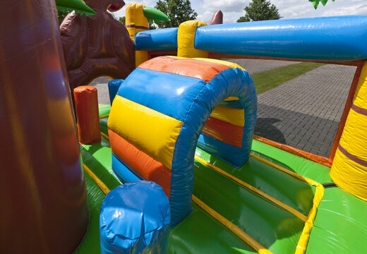 Order medium-sized inflatable pirate ship themed multiplay bouncy castle with slide for kids. Buy inflatable bouncy castles online at JB Inflatables UK