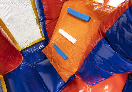 Medium inflatable multiplay bouncer in formula 1 theme with slide for children. Order inflatable bouncers online at JB Inflatables UK