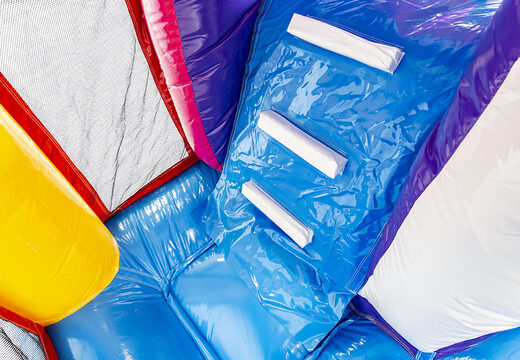 Multiplay flamingo bouncer with a slide, fun objects on the jumping surface and eye-catching 3D objects for kids. Order inflatable bouncers online at JB Inflatables UK