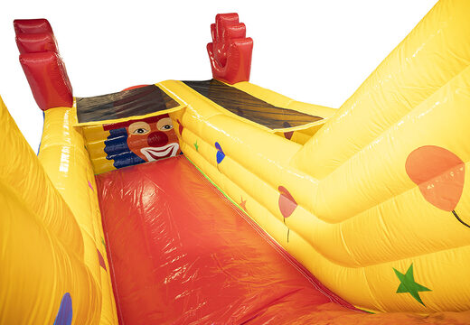 Clown slide super with the cheerful colors, order 3D objects and nice print. Buy inflatable slides now online at JB Inflatables UK