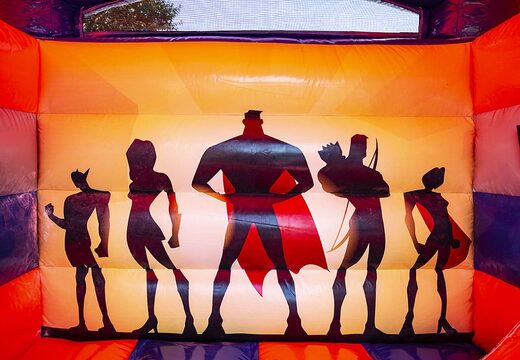 Small indoor multifun bouncy castle for sale in theme superheroes for children. Bouncy castles are online available at JB Inflatables UK 