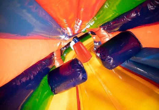 Order a circus crawl tunnel bouncer with obstacles, a climbing slope and a slide for kids. Buy bouncers online at JB Inflatables UK