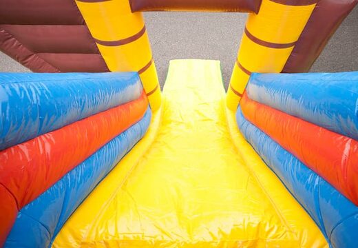 Inflatable multiplay pirate boat bouncer with a slide in the middle and 3D objects for kids. Order bouncers online at JB Inflatables UK