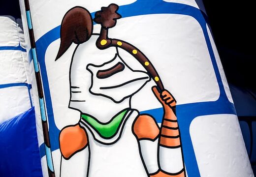 Order standard castle bounce houses with a knight theme in one blue color for children. Buy bounce houses online at JB Inflatables UK