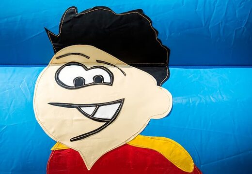 Buy standard bounce houses in striking colors with a large 3D object of a football on top for children. Order bounce houses online at JB Inflatables UK